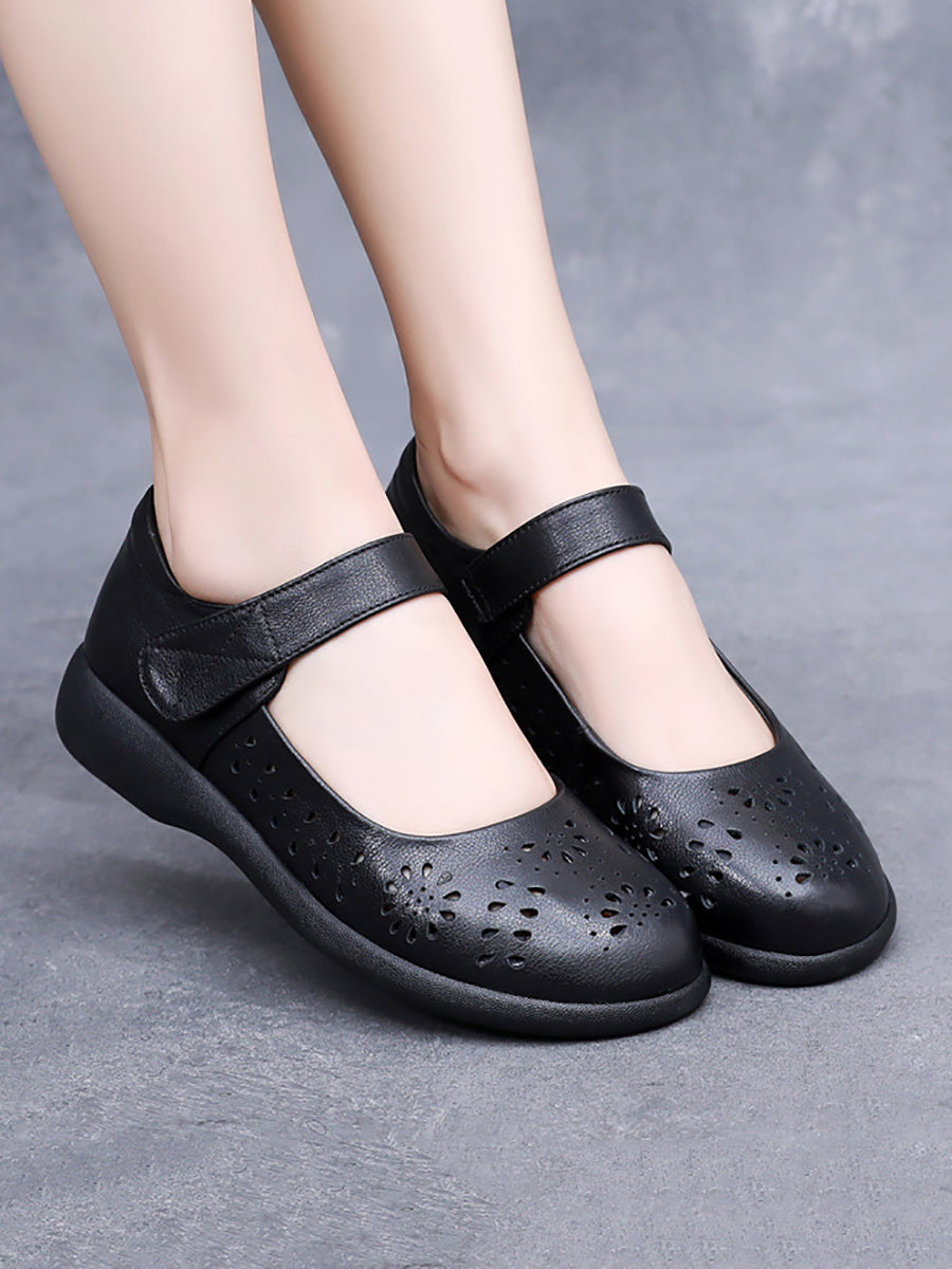 CD | Femei Vara Artsy Solid din piele Cutout Flat Shoes