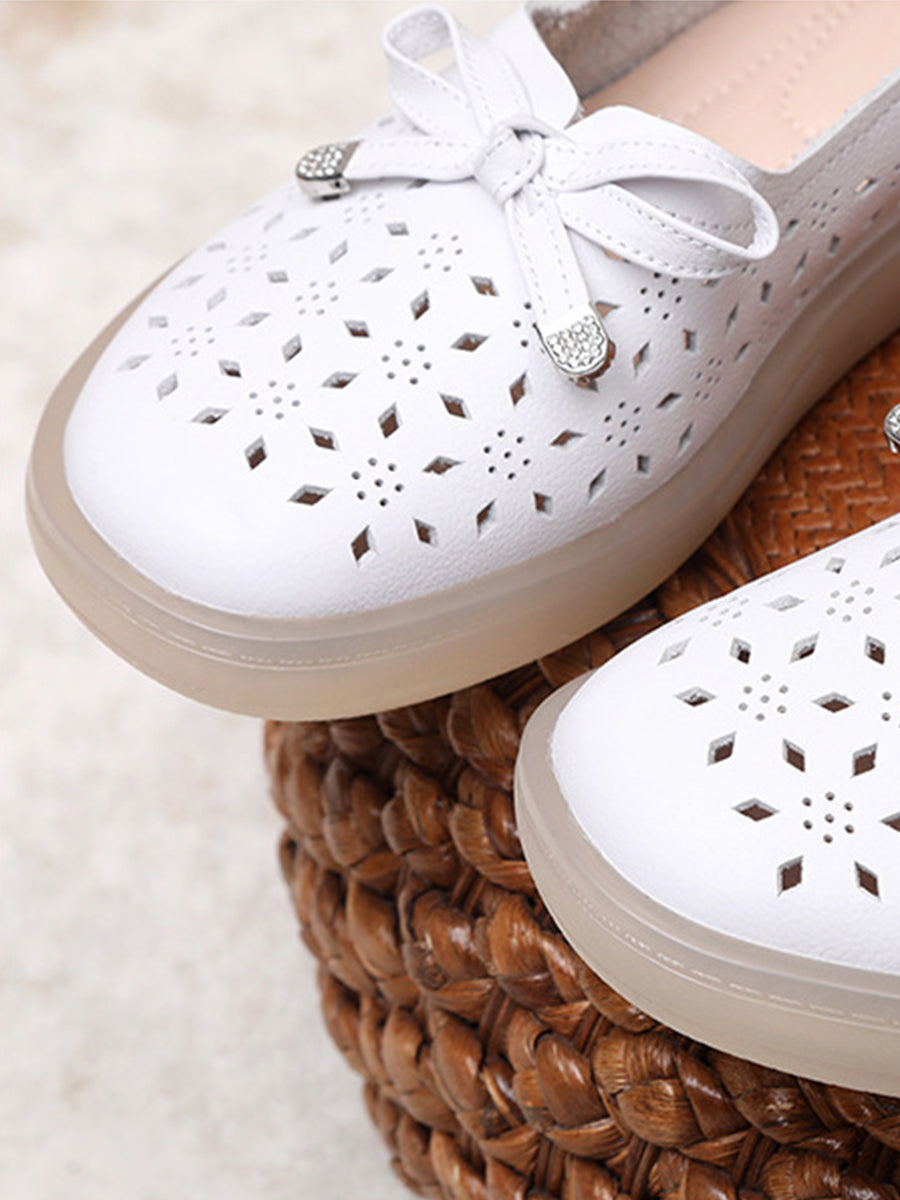 CD | Femei Casual Vara Solid Cutout piele Pantofi plat