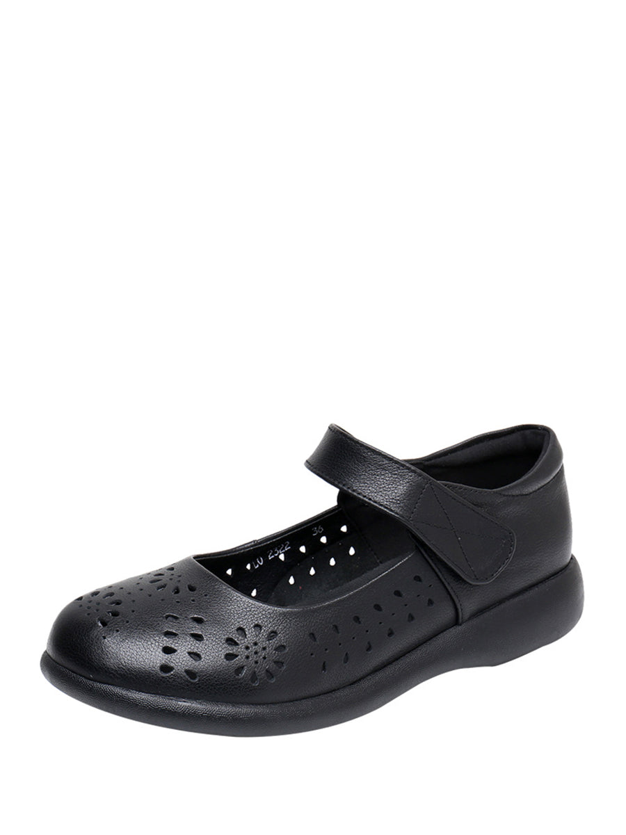 CD | Femei Vara Artsy Solid din piele Cutout Flat Shoes
