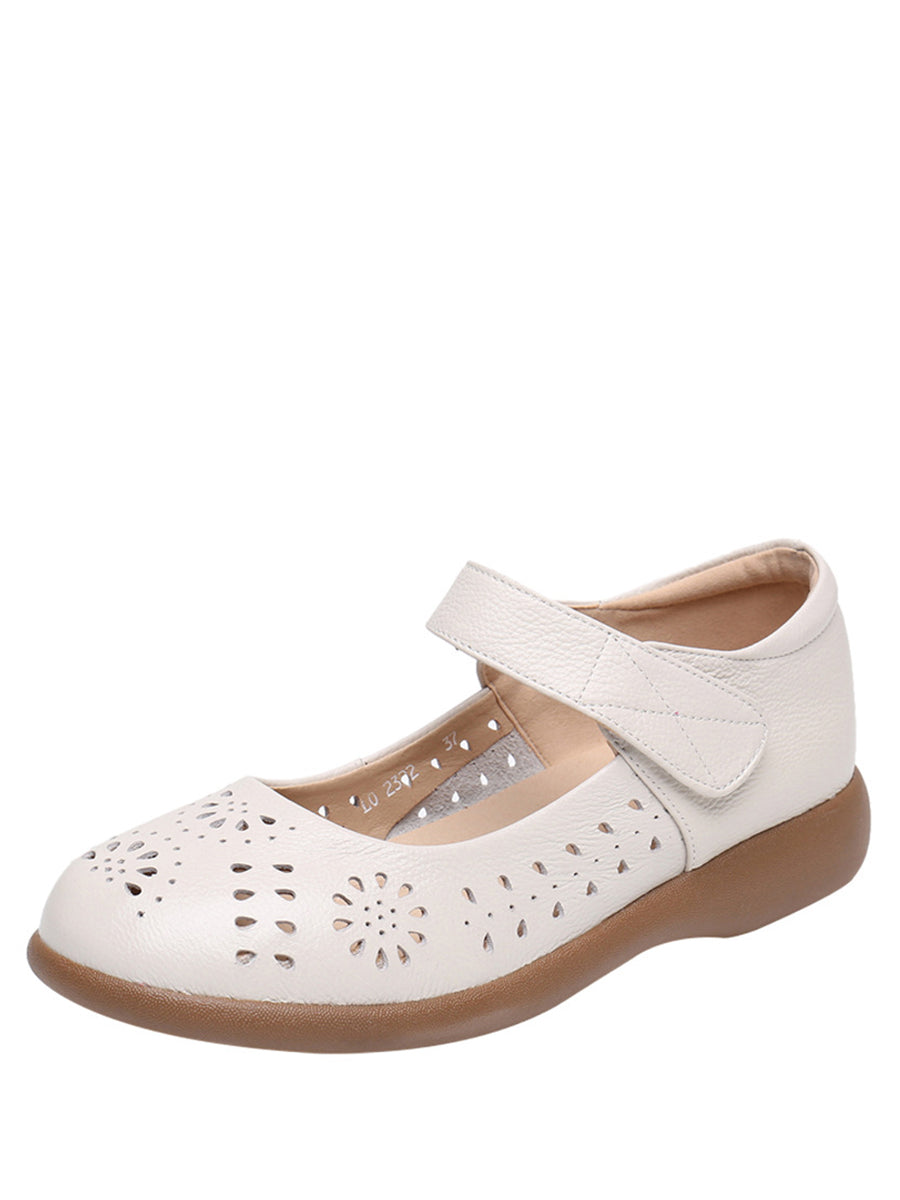 CD | Femei Vara Artsy Solid din piele Cutout Flat Shoes