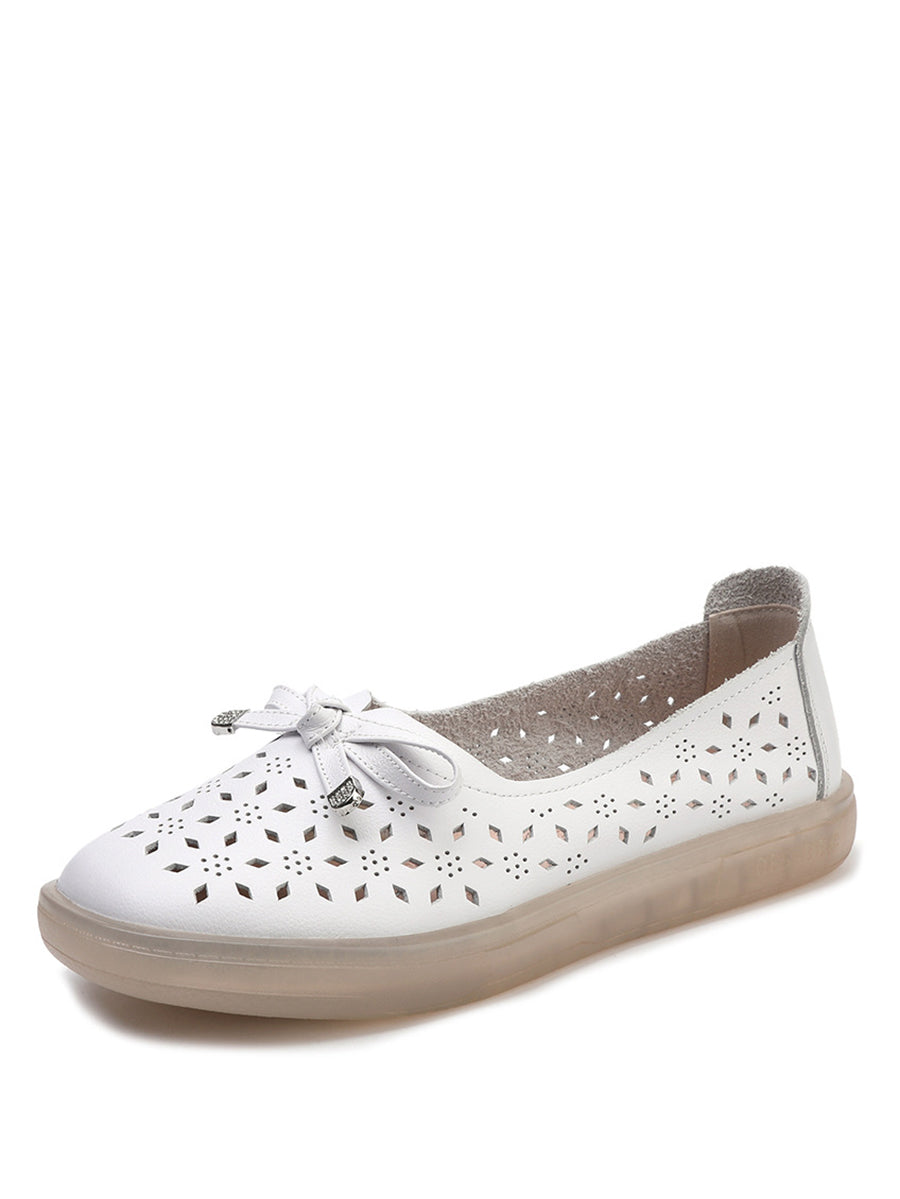 CD | Femei Casual Vara Solid Cutout piele Pantofi plat