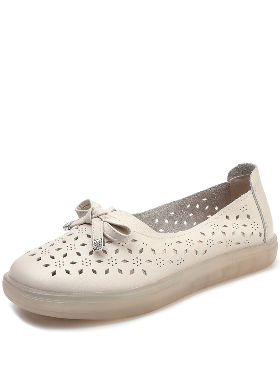 CD | Femei Casual Vara Solid Cutout piele Pantofi plat
