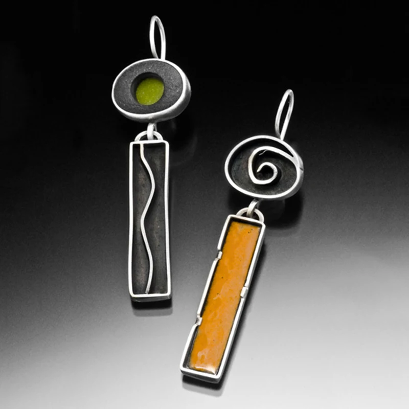 Vintage Black & Orange Earrings
