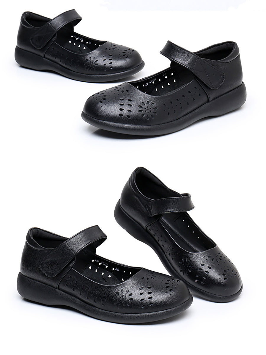 CD | Femei Vara Artsy Solid din piele Cutout Flat Shoes