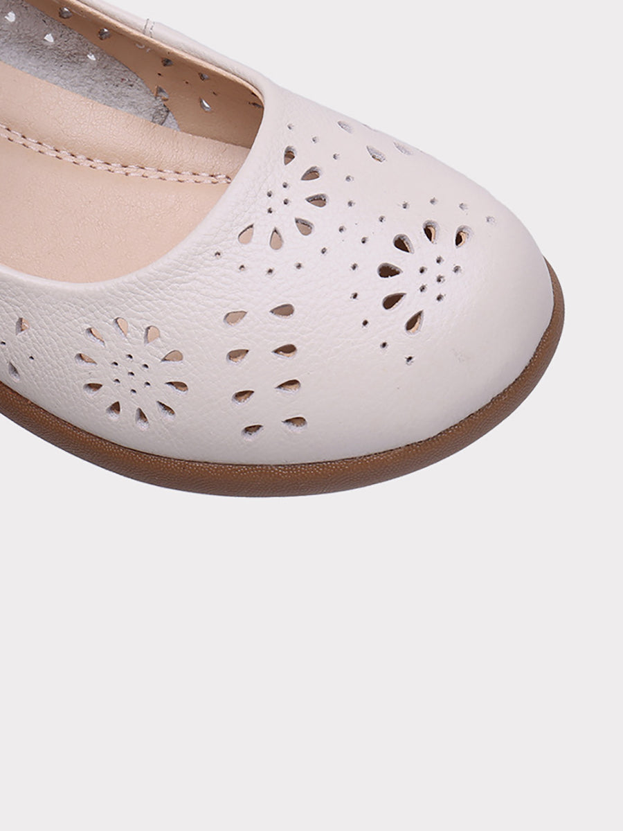 CD | Femei Vara Artsy Solid din piele Cutout Flat Shoes