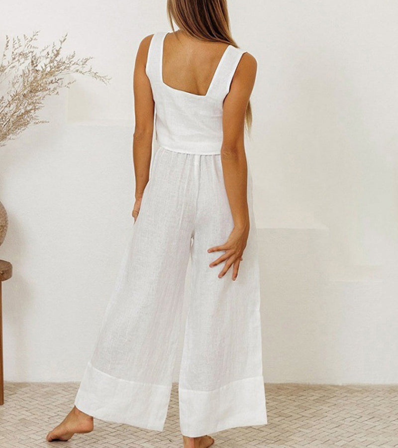 CD | Top minimalist și pantaloni cu picioare largi într-un set
