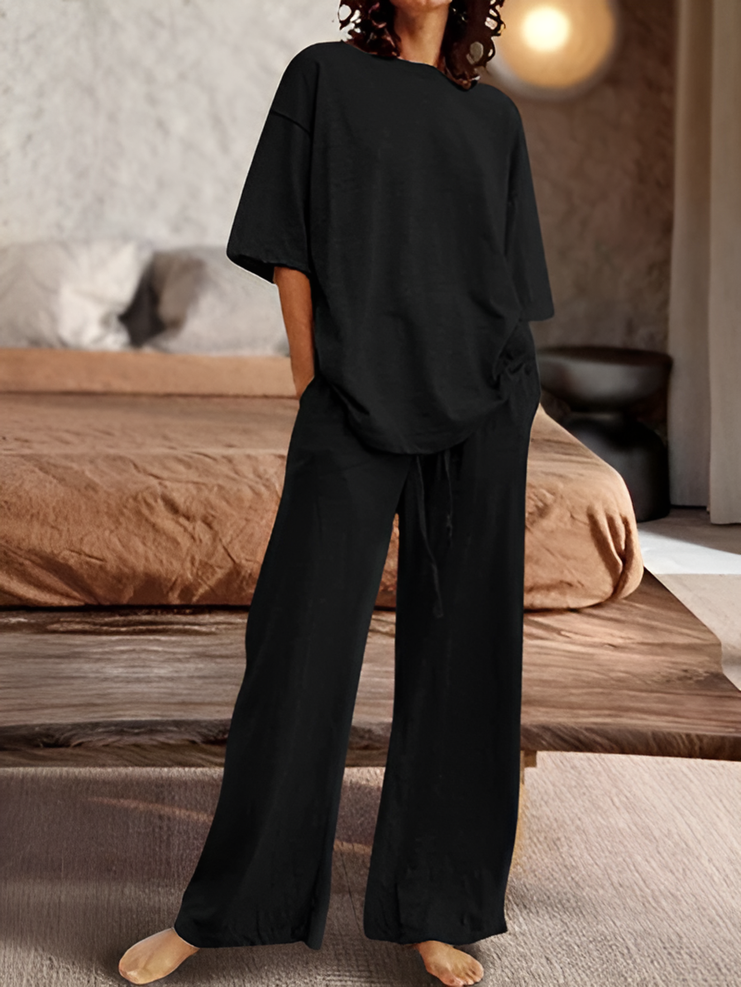 CD | Set casual de cămașă supradimensionată și pantaloni drepți pentru femei