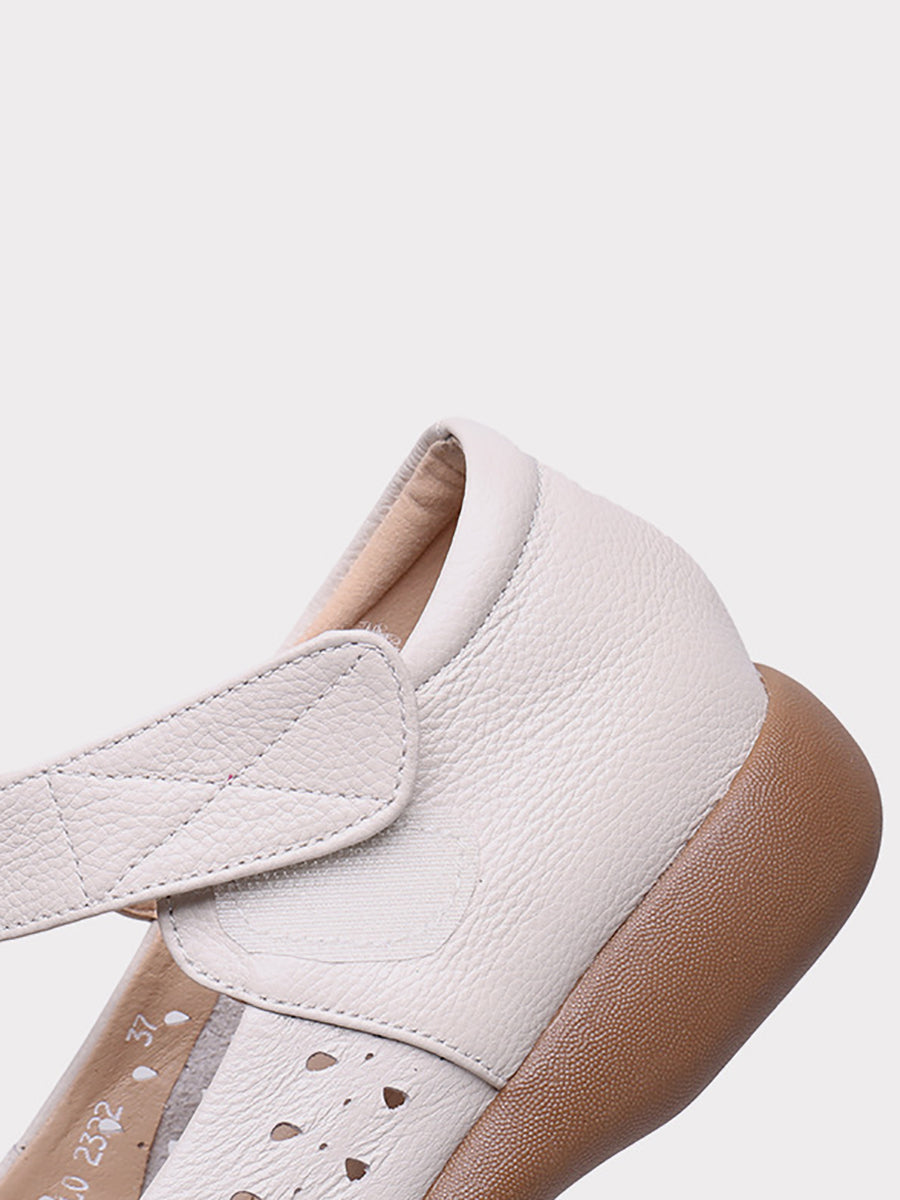 CD | Femei Vara Artsy Solid din piele Cutout Flat Shoes