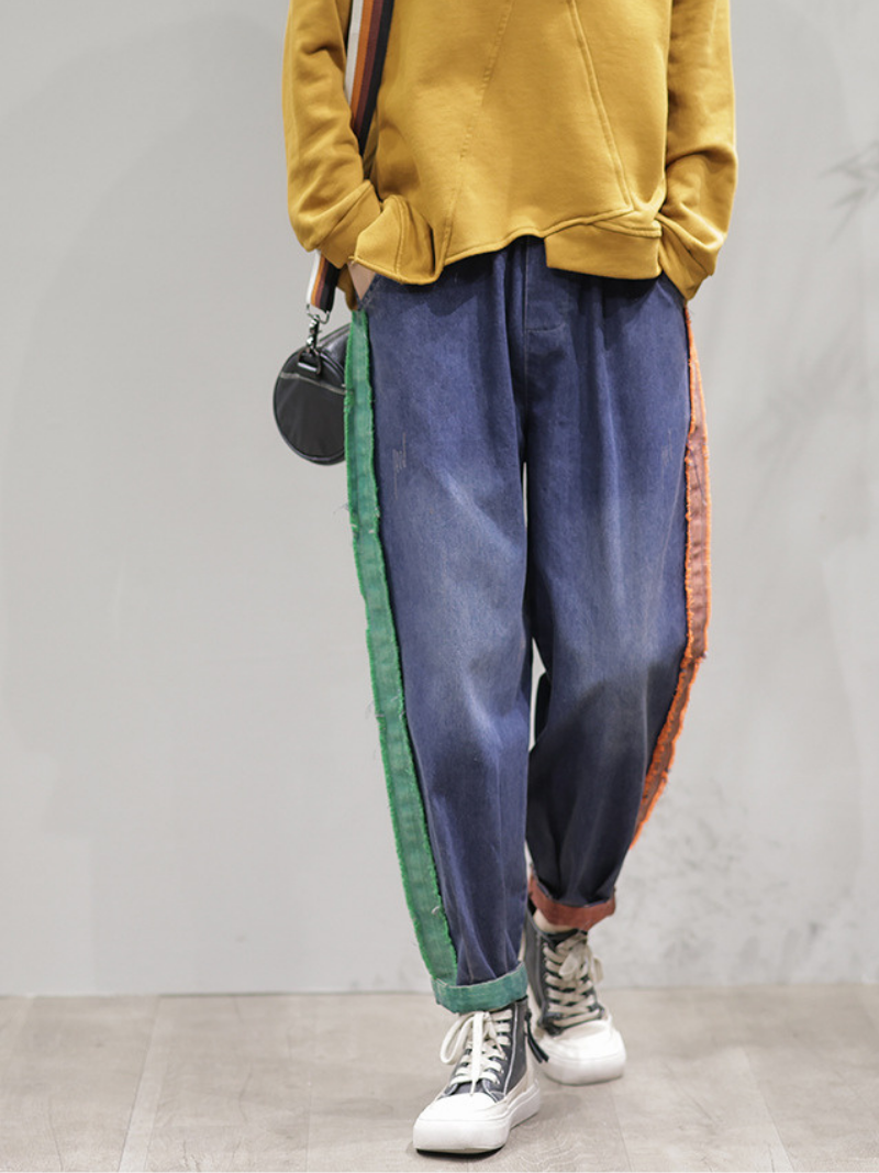 CD | Casual Vintage Loose Fit Patch Denim Fund Jeans Pantaloni