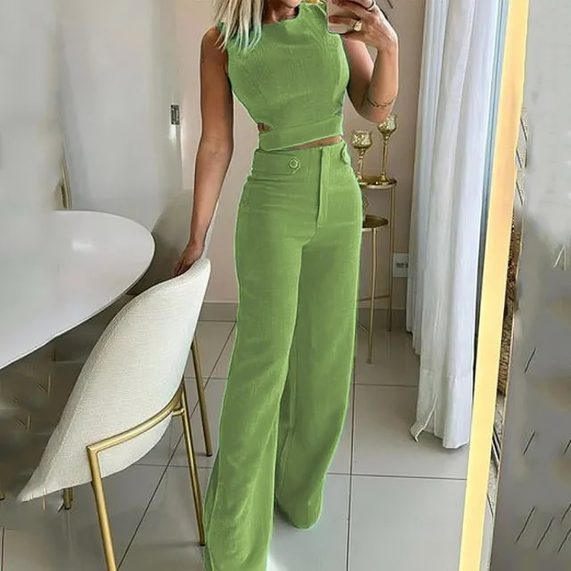 CD | Top elegant și pantaloni cu talie înaltă pentru femei
