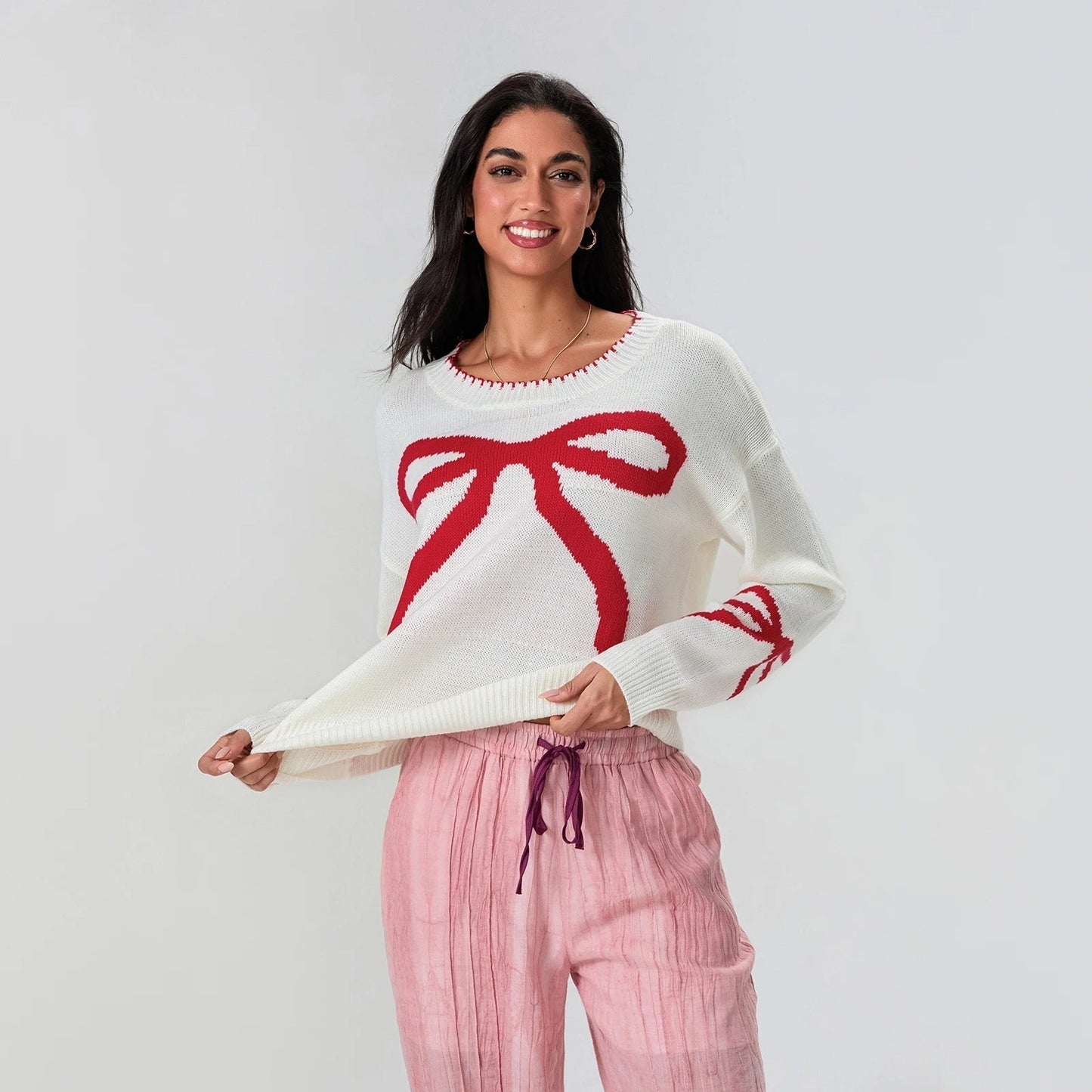 CD | MW - Pulover festiv tricotat cu arc