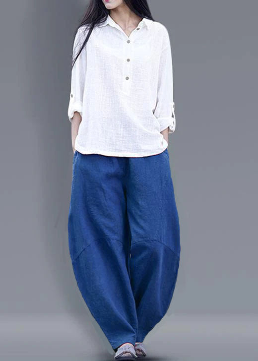 Harem Pants Cotton Work Outfits Burgundy Long Pants