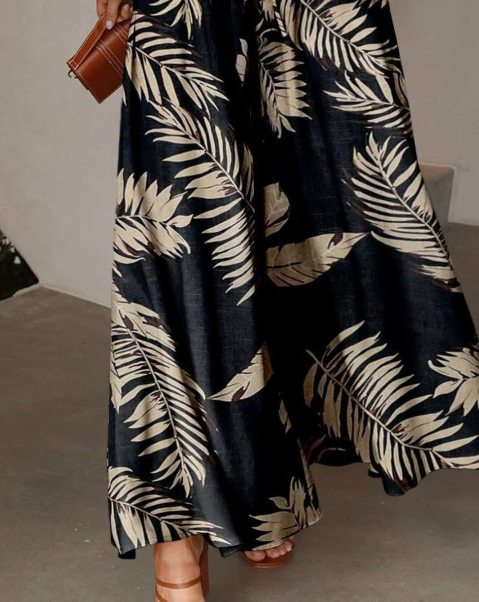 CD | Popular Plant Print Side Pocket pantaloni