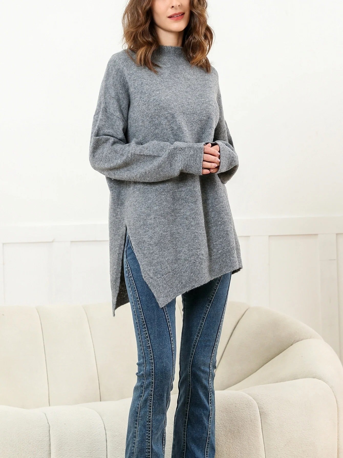 CD | Pulover elegant cu fante laterale