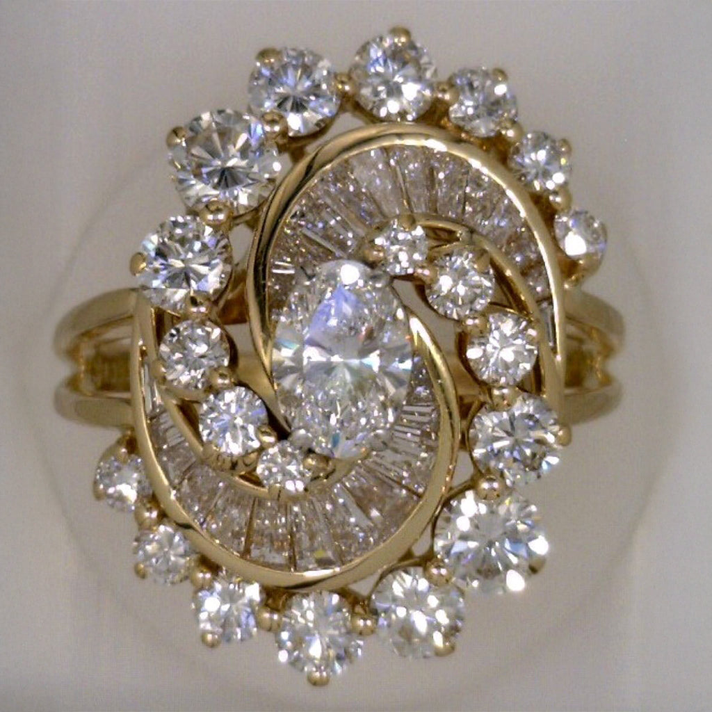 Diamond Swirl Halo Ring
