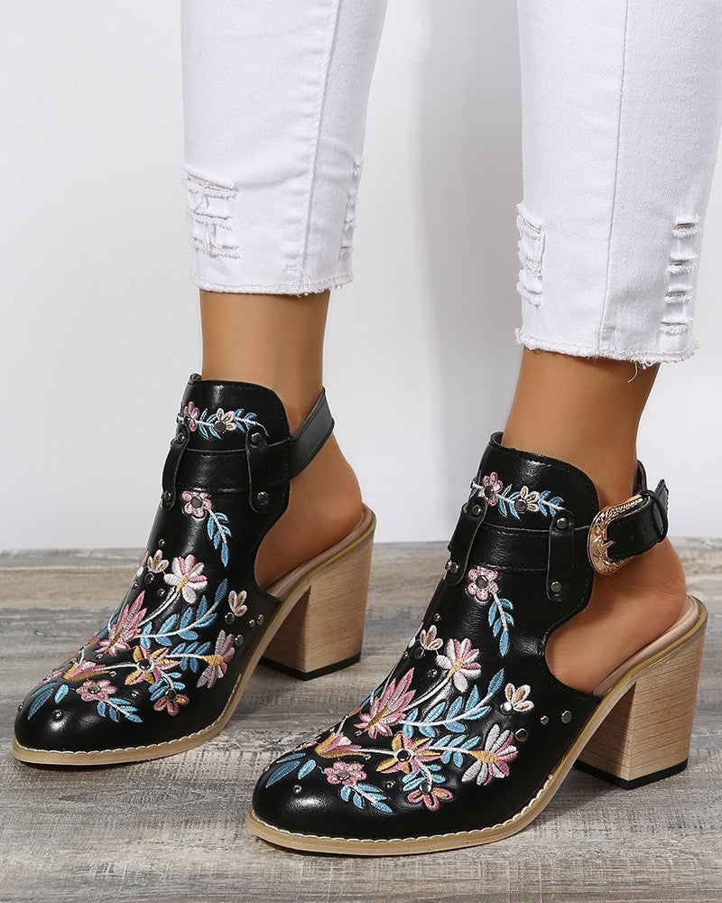 CD | Floral broderie Studded Slingback Buckle Heels