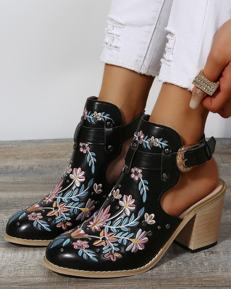 CD | Floral broderie Studded Slingback Buckle Heels