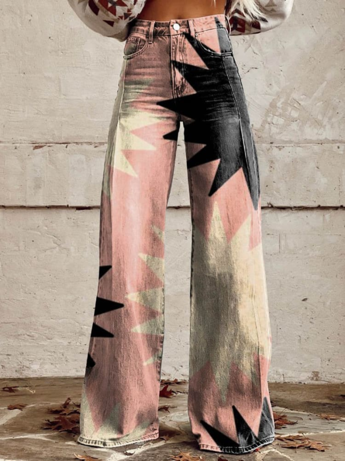CD | LilieTrend™ Pantaloni largi la modă cu un model geometric pentru un look elegant
