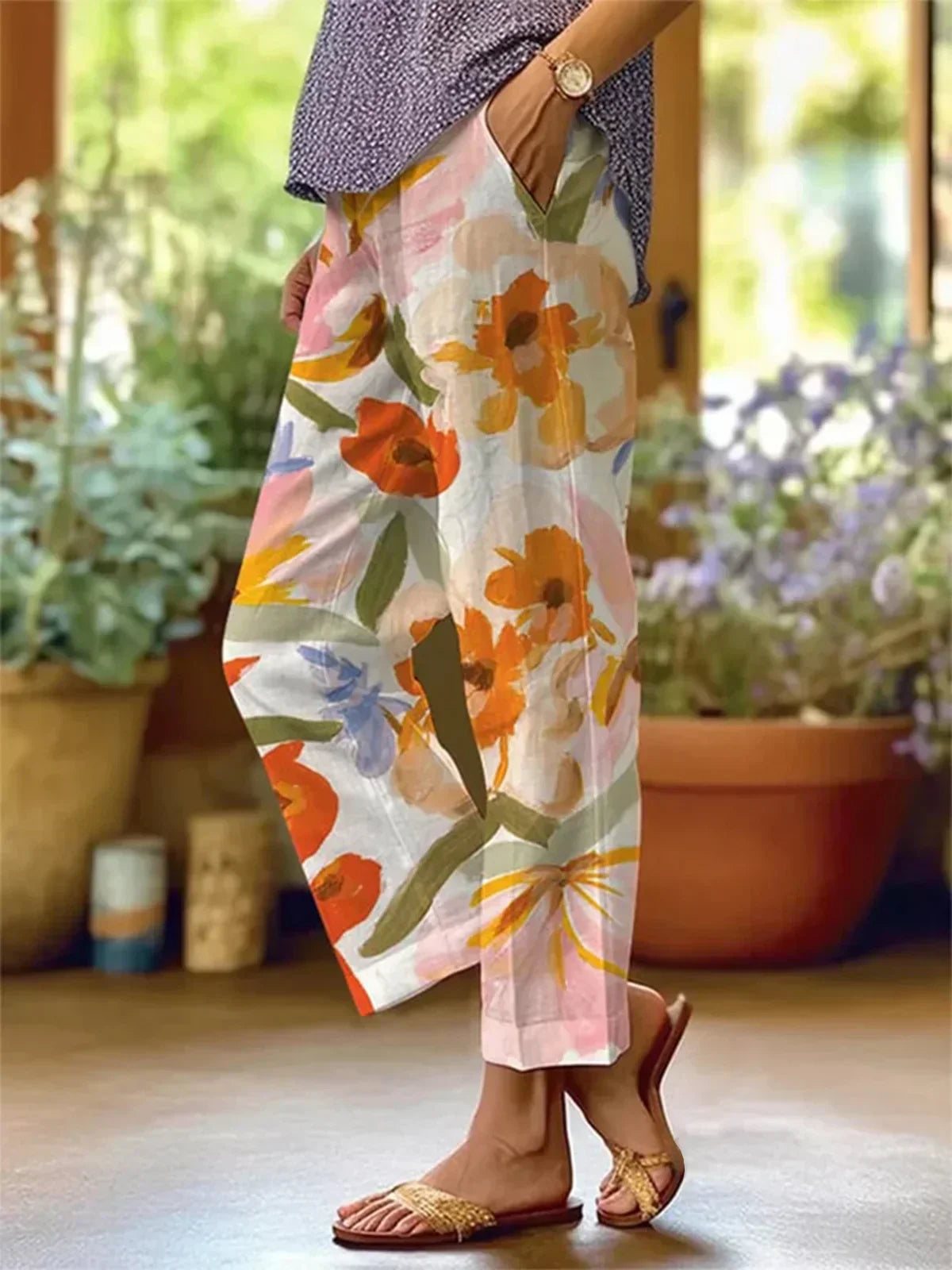 CD | Pantaloni pentru femei cu model floral