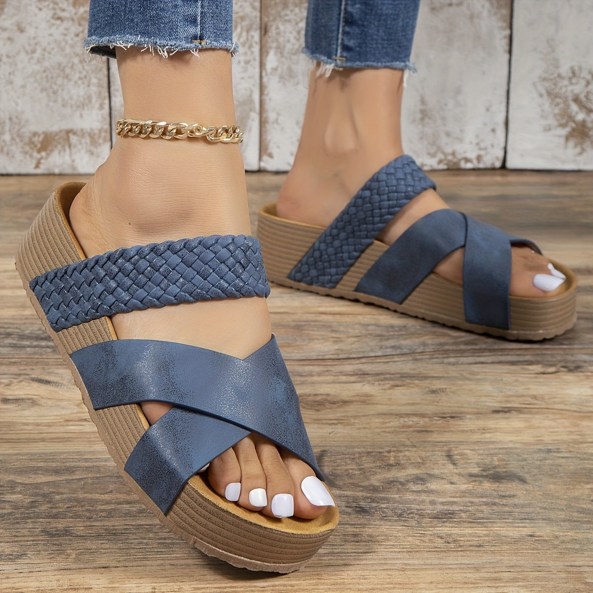 CD | Braided detaliu Criss Cross Papuci de casă