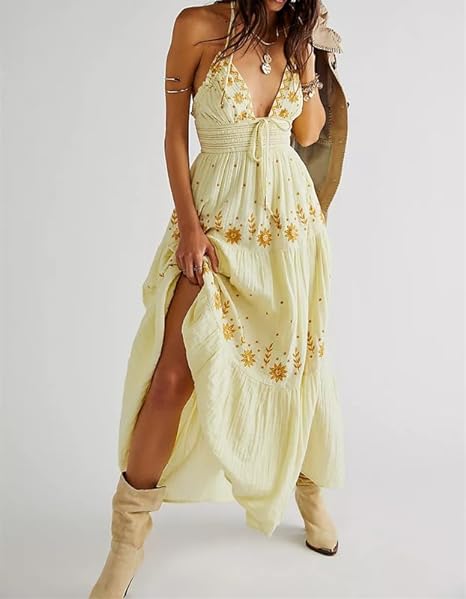 CD | Rochie maxi brodată boemă