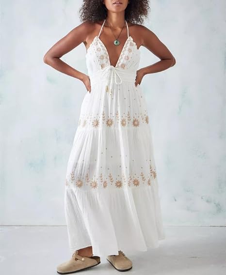 CD | Rochie maxi brodată boemă