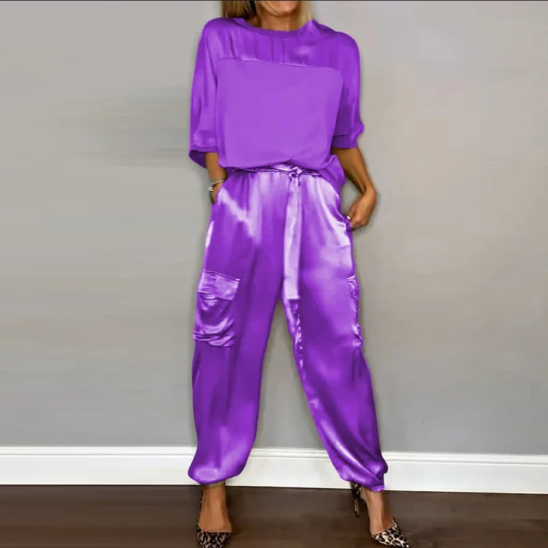 CD | Set elegant de top și pantaloni dantelați pentru femei