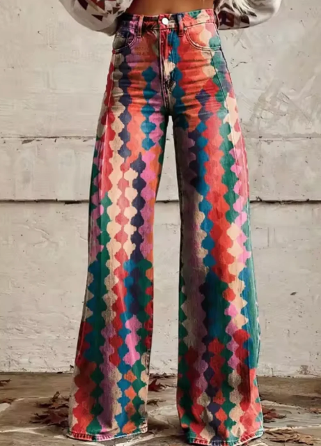 CD | Pantaloni largi cu imprimeu colorat