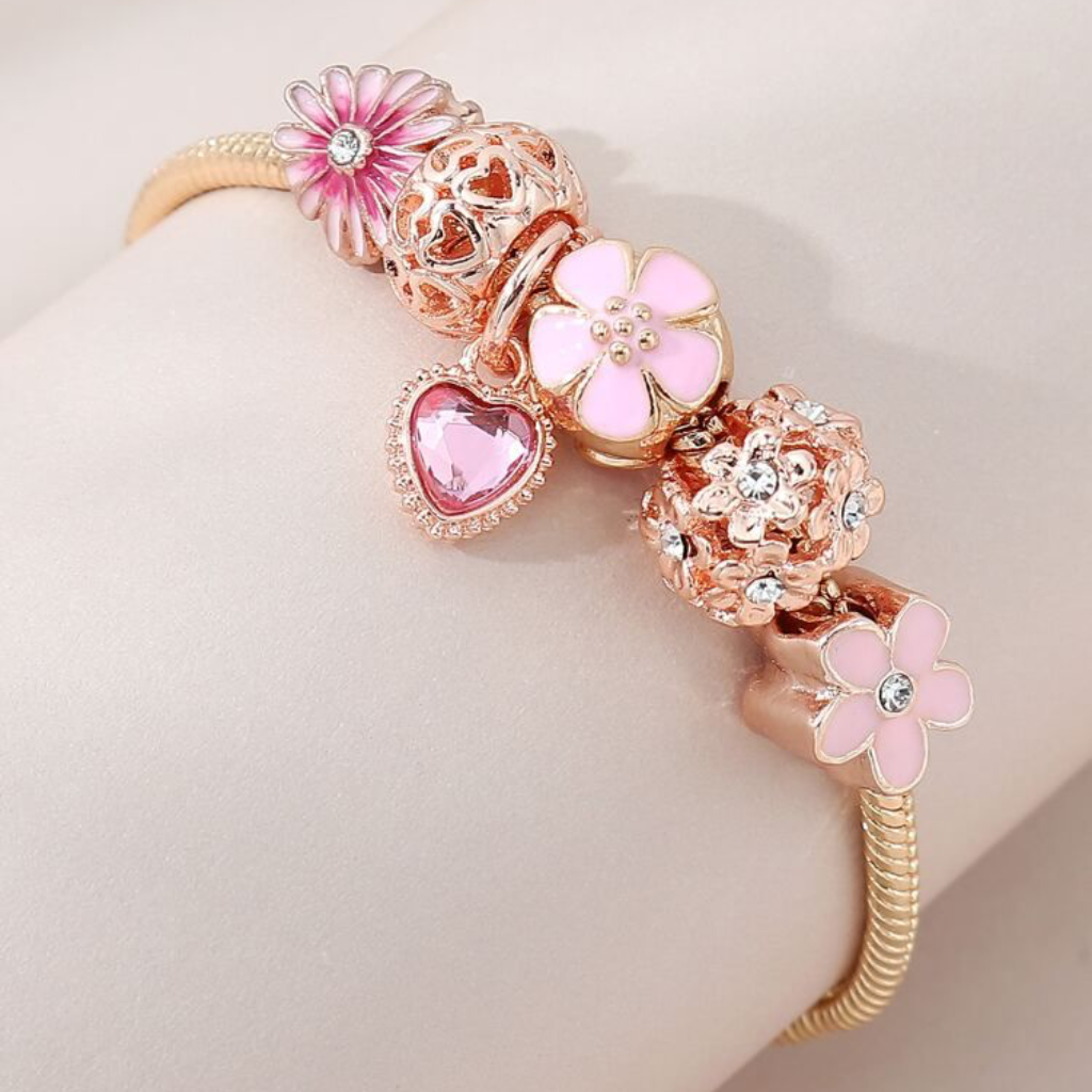 Pink Blossom Charm Bracelet