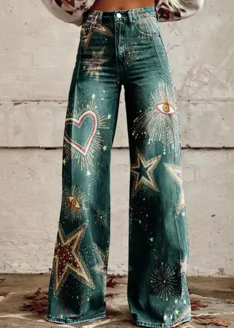 CD | Pantaloni largi cu imprimeu colorat