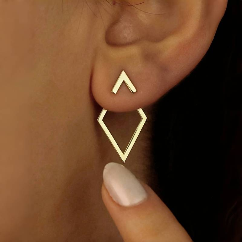 Point Geometric Golden Earrings