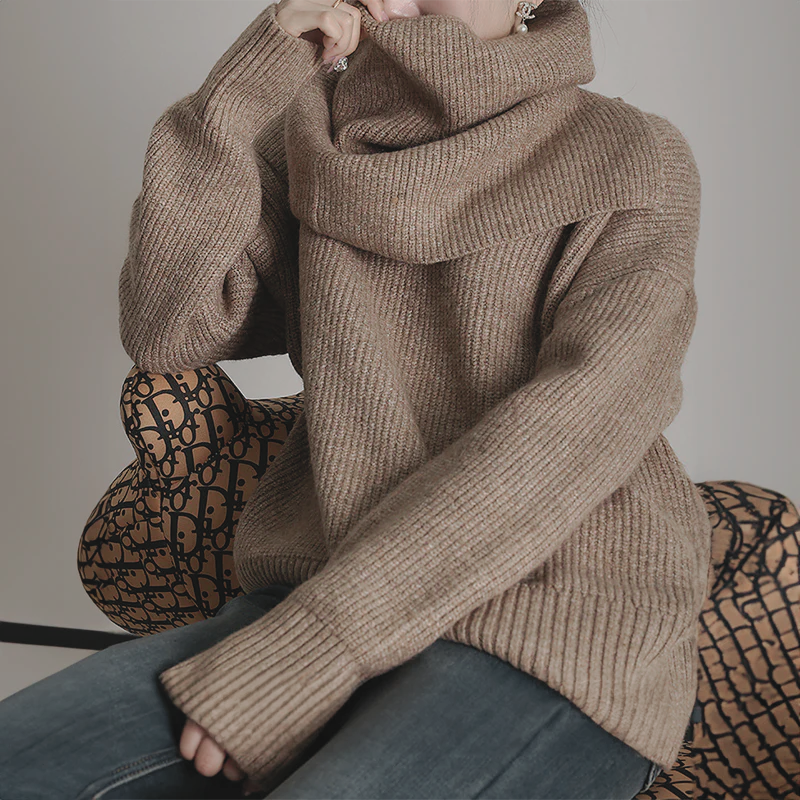 CD | Elegant & elegant jumper cu eșarfă