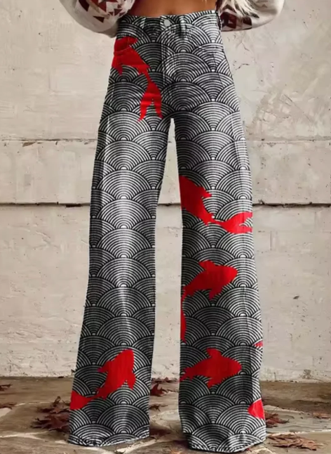 CD | Pantaloni largi cu imprimeu colorat