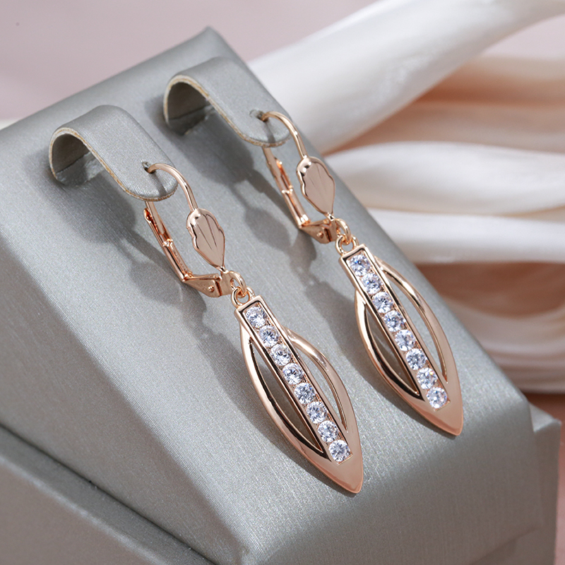 Pointed Zirconia Gold Earrings