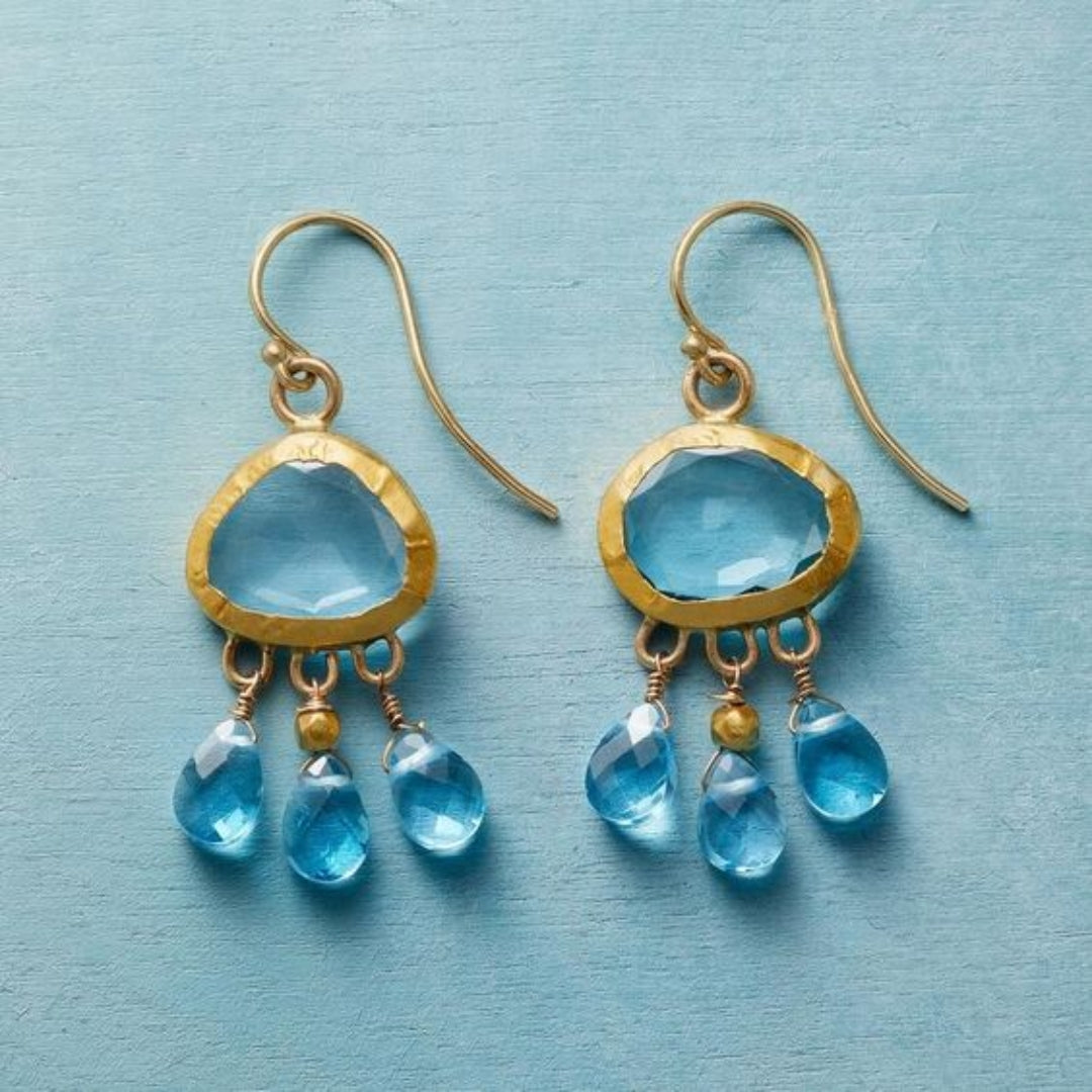 Blue Stone Rain Earrings
