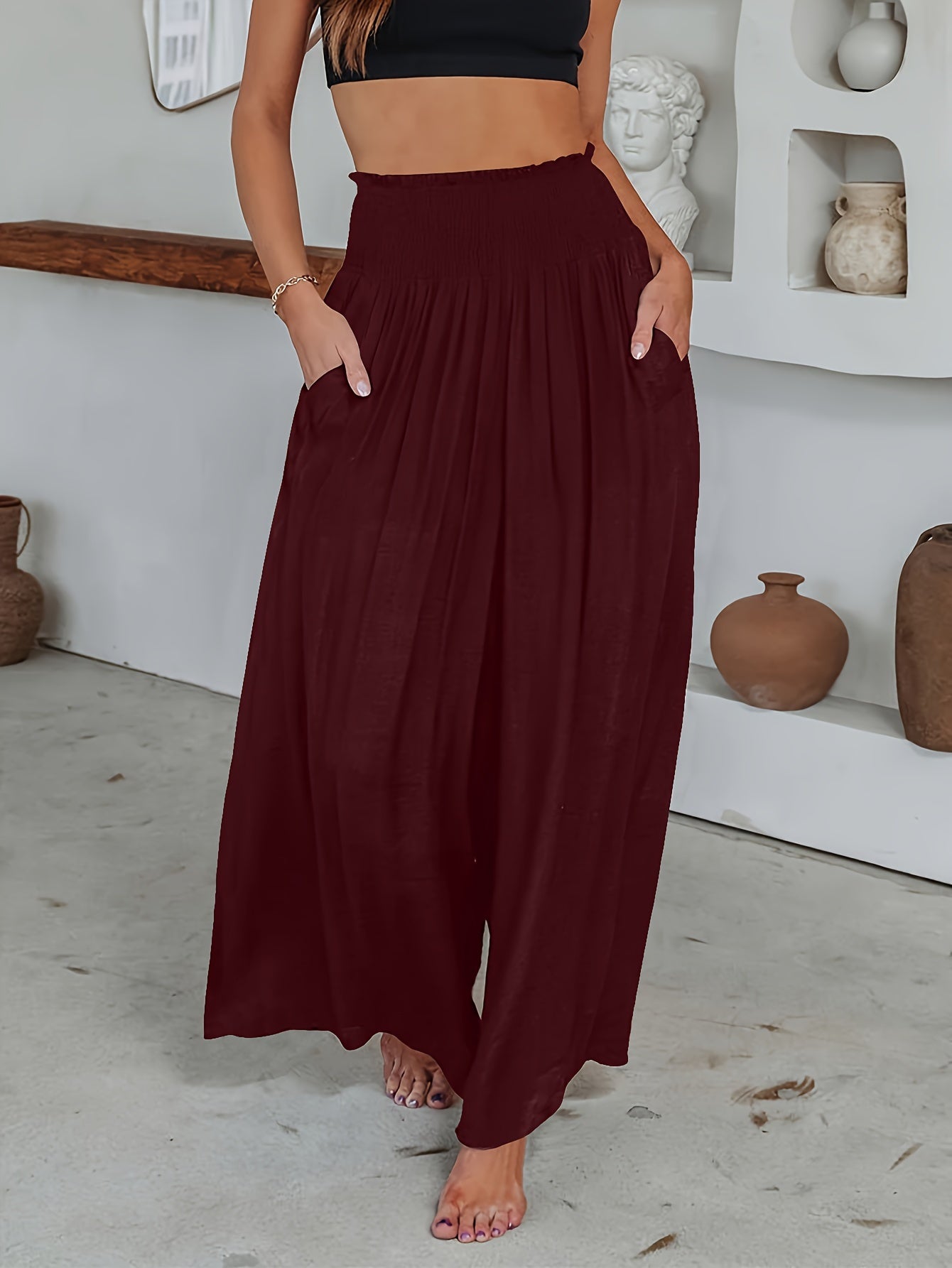 CD | Pantaloni casual cu picioare largi