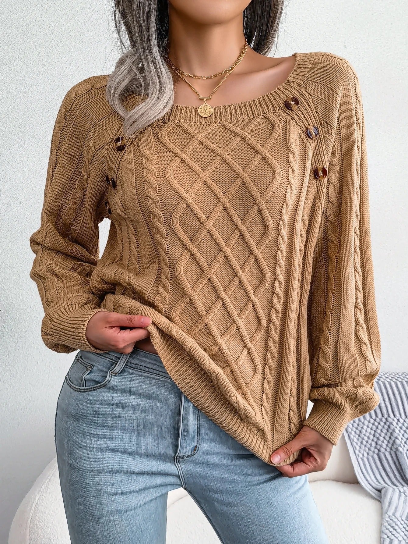 CD | MW - Pulover elegant tricotat cu cablu