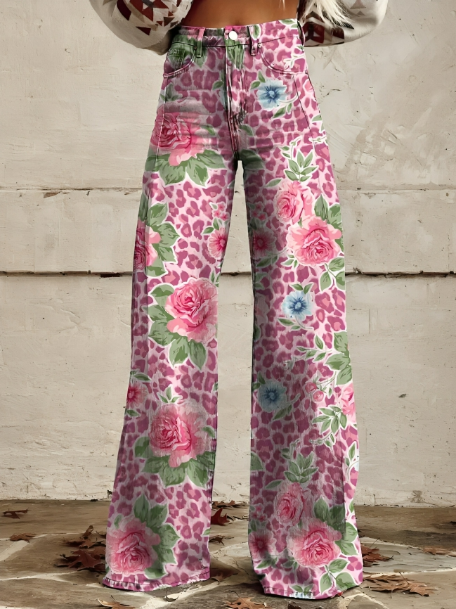 CD | Pantaloni de culoare florală pentru femei