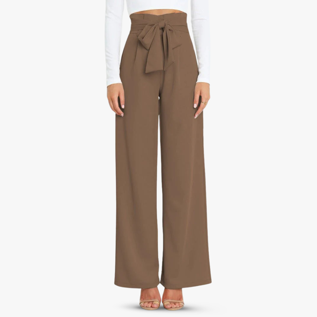 CD | Pantaloni largi din material textil pentru femei cu curea cu cravată