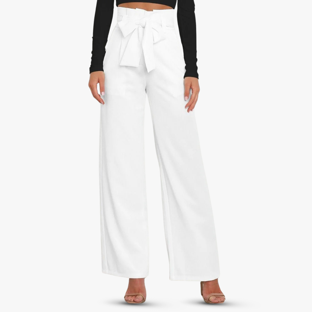 CD | Pantaloni largi din material textil pentru femei cu curea cu cravată