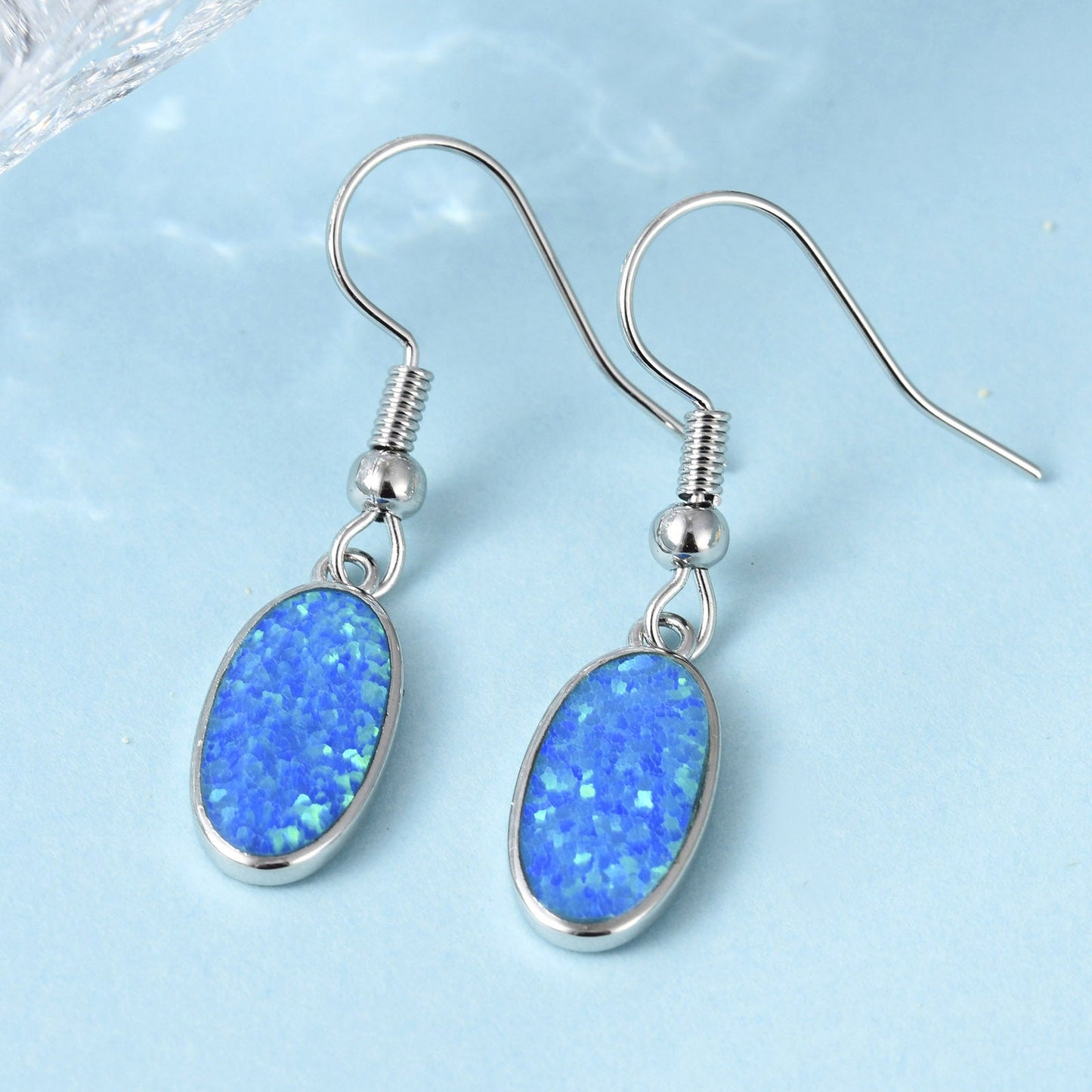 Blue Opal Drop Earrings