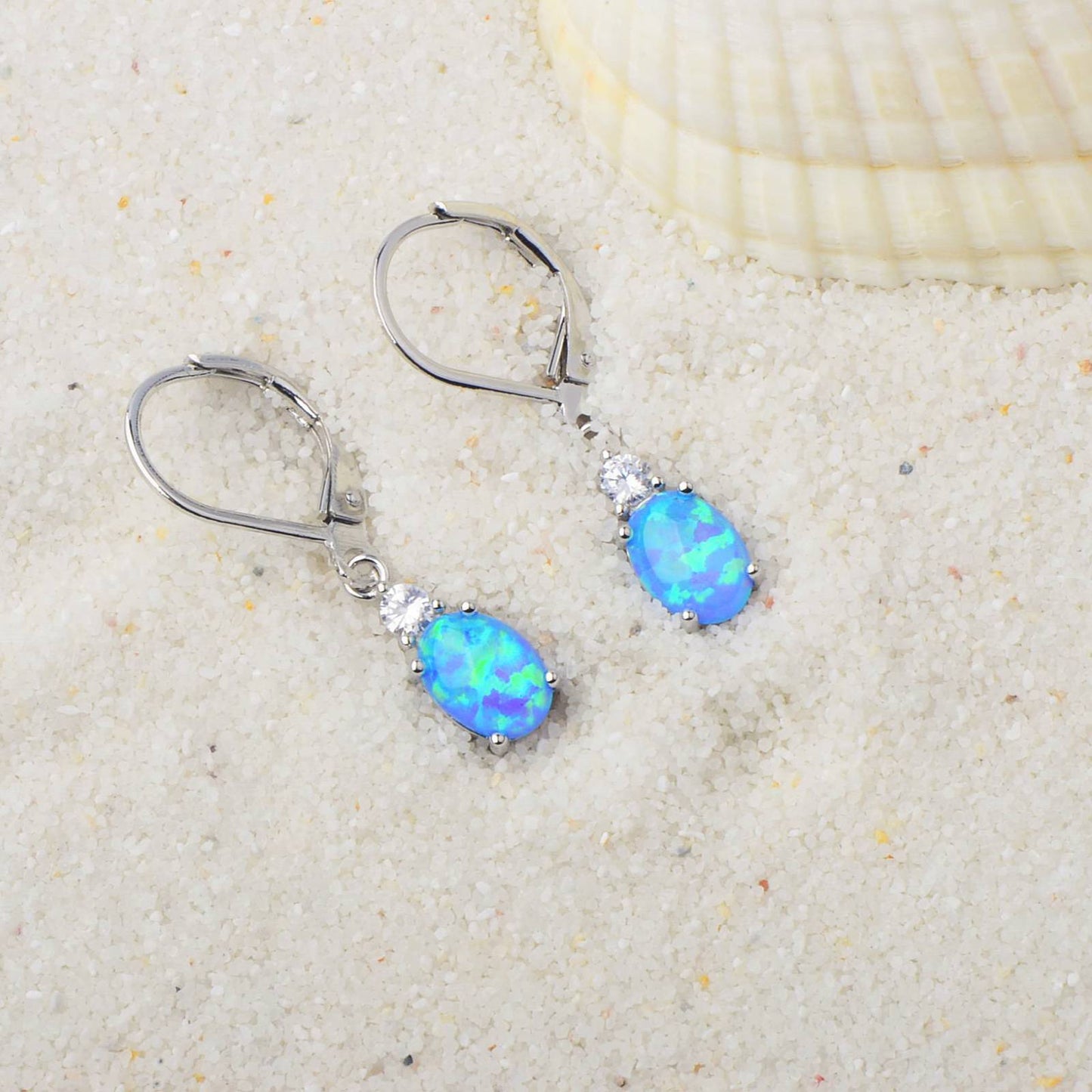 Blue Opal Drop Earrings