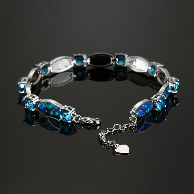 Blue Opal Silver Bracelet