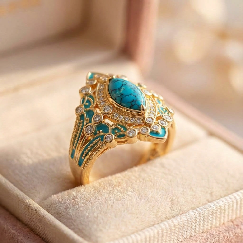 Bohemian Turquoise Statement Ring