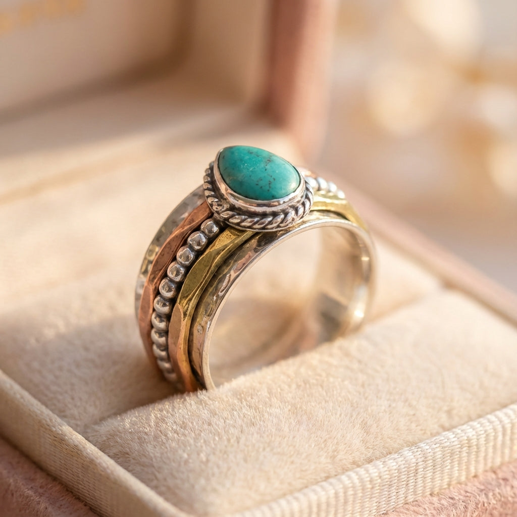 Bohemian Turquoise Teardrop Ring