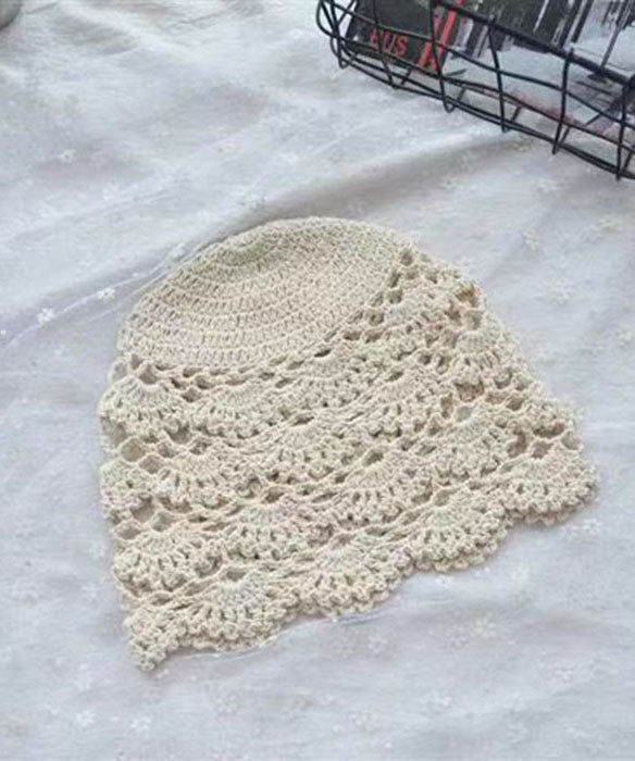 White Knit Color Hollow Out Bonnie Hat