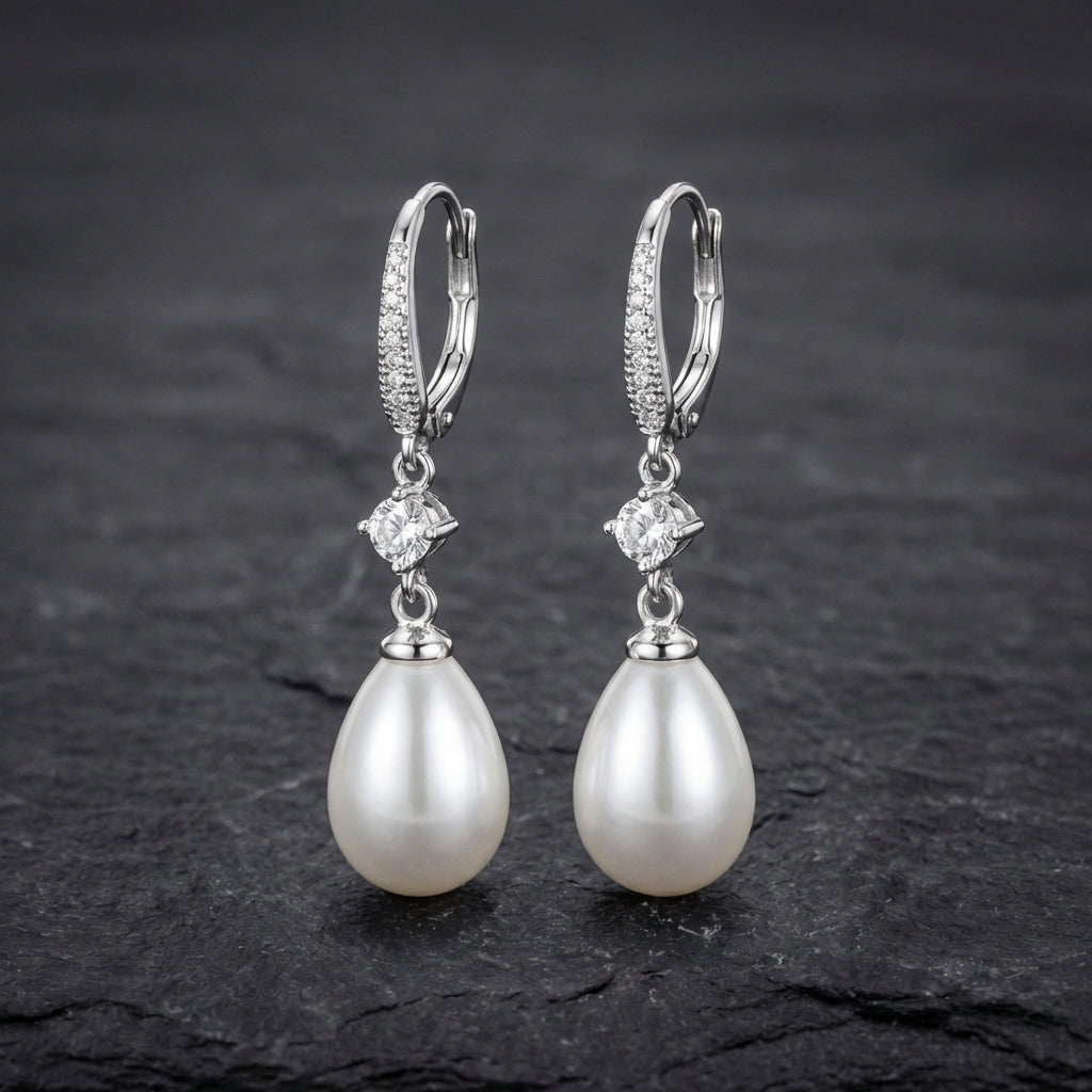 Bright Dangling Pearl Earrings