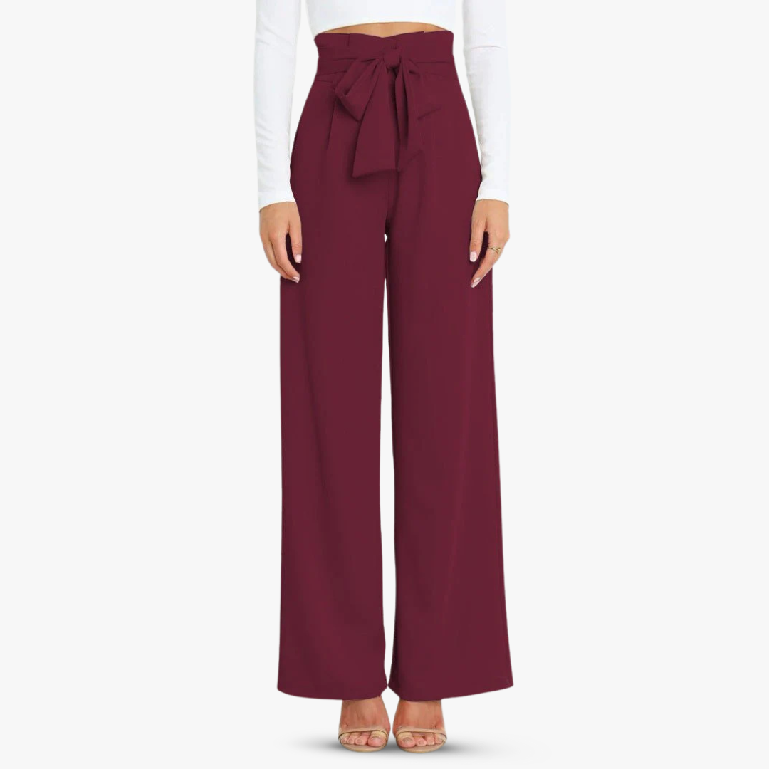 CD | Pantaloni largi din material textil pentru femei cu curea cu cravată
