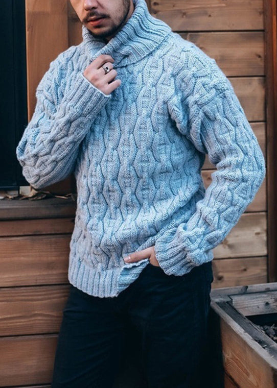 Yellow Thick Cable Knit Sweater Tops Turtleneck Winter