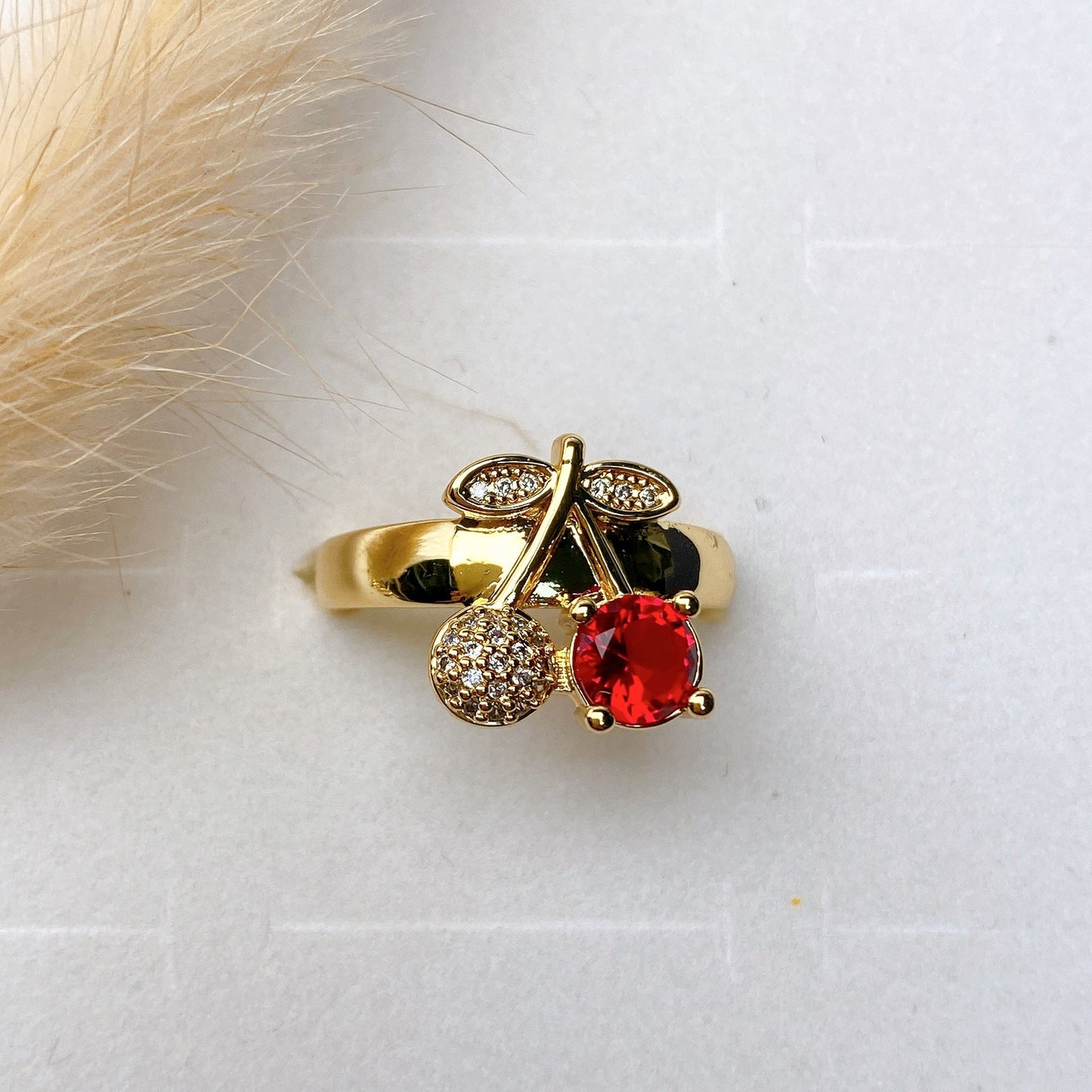 Cherry Red Crystal Ring